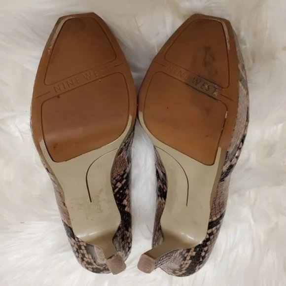 Nine West Tan & Black Hope Float Snake Print Platform Heels SZ 7.5M - Picture 7 of 10